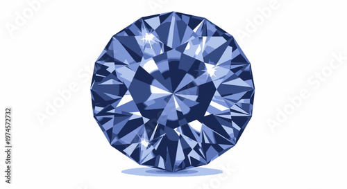 Brilliant Cut Gemstone, Faceted Blue Crystal, Jewelry Stone Detail