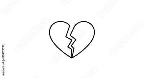 Broken Heart Symbol Illustration - Sadness and Loss Concept
