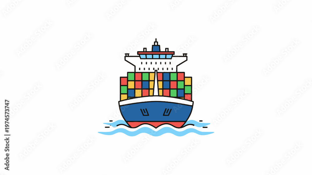 Fototapeta premium Container Ship Carrying Cargo Illustration on White Background