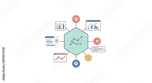 Business infographic with graphs and charts.
