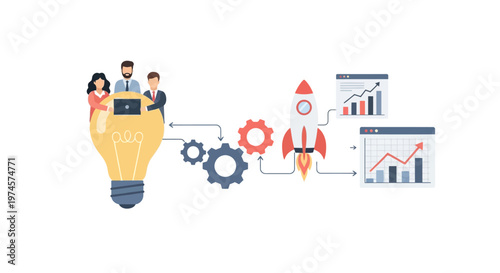 Business people in a lightbulb.