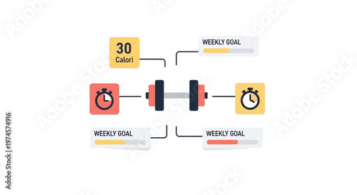 Dumbbell with weekly goal labels.
