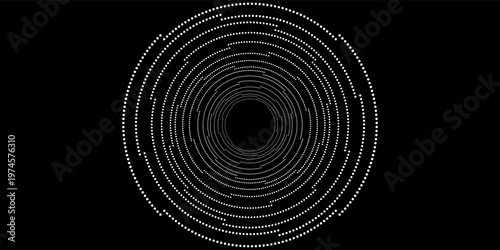 Modern abstract background. Halftone dots in circle form. Spiral logo, icon or design element. Black dots on a white background and white dots on the black side.