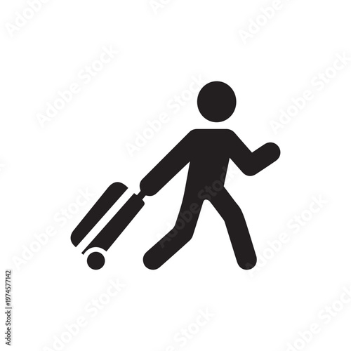 Tourist. Passenger hold bag vector icon
