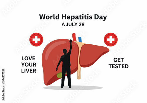 World hepatitis day health awareness graphic with liver