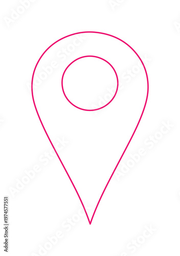 Icono de ubicación lineal en color rosa, marcador de mapa minimalista, símbolo de puntero geográfico para interfaz web y aplicaciones móviles
