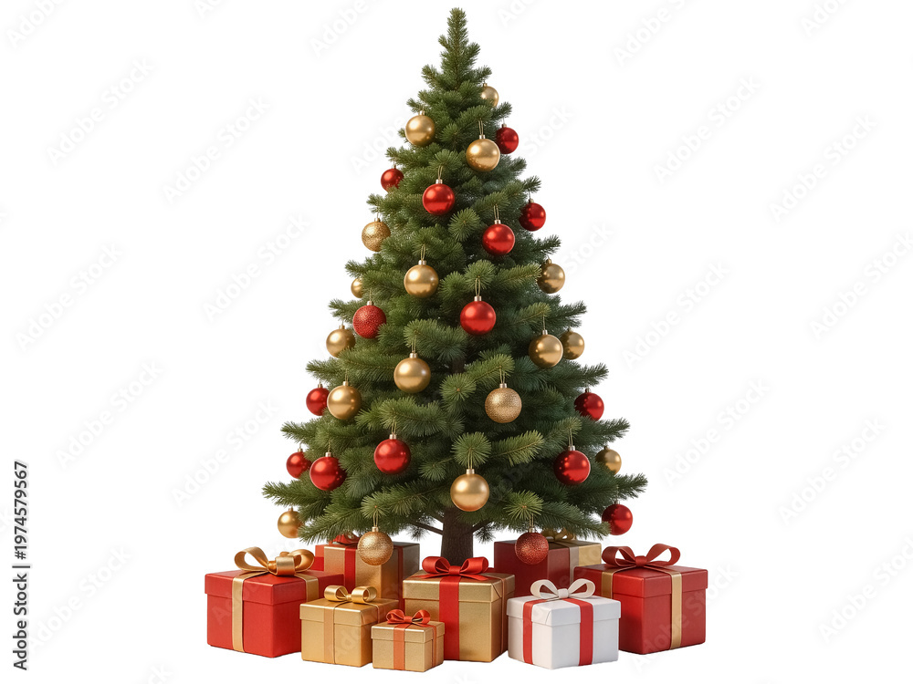 Obraz premium Decorated Christmas Tree with Gift Boxes