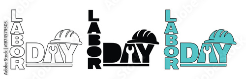 Labor Day vector graphic set, three distinct styles for holiday celebration, worker appreciation, and industry recognition, perfect for banners and promotions