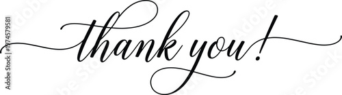 Elegant calligraphy thank you message in black cursive script on transparent background for expressions of gratitude  appreciation notes