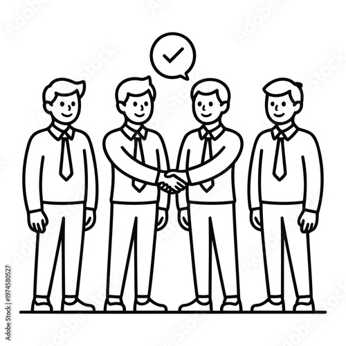 team group line icon showing collaboration and teamwork concept in simple eps vector style clean outline design for business people working together visual symbol