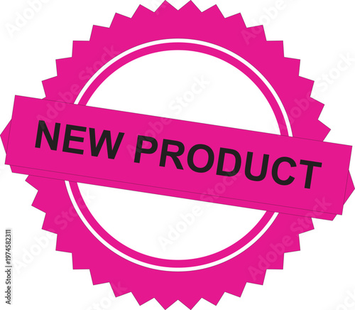 Pink new product stamp with serrated edges circular