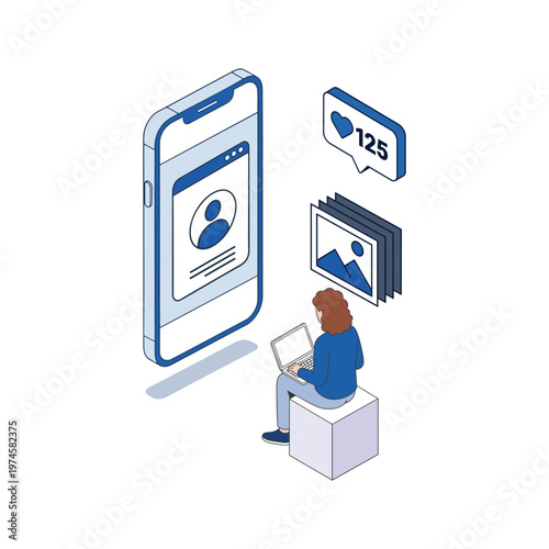 Person Interacting with Social Media Applications on Smartphone and Laptop.