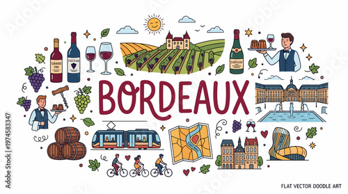 Bordeaux Travel Doodle: Vineyard, Wine, City & Lifestyle