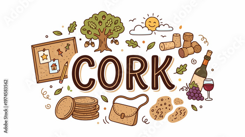 Cork Material Elements and Wine Related Items