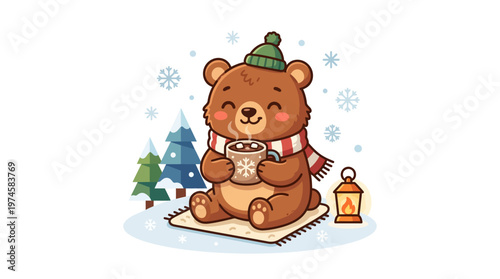 Brown bear wearing winter clothing.