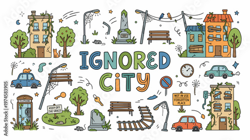 Ignored City Illustration: Abandoned Urban Landscape