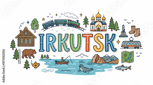 Irkutsk City - Russia Travel Illustration