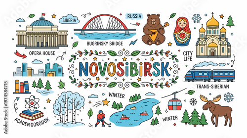 Novosibirsk Cityscape: Landmarks, Culture, Winter Life
