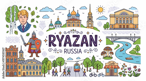Ryazan Russia Cityscape Illustration - Landmarks and Culture