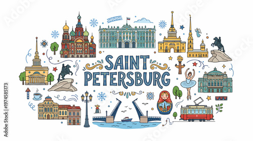 Saint Petersburg Famous Landmarks Collage