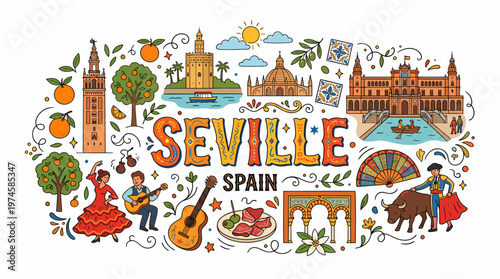 Seville Spain Travel Icons: Architecture, Flamenco, Bullfighting, Oranges