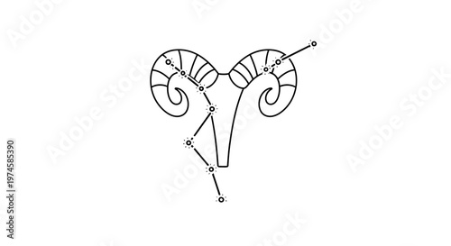 Aries constellation illustration simple outline of ram symbol on white background