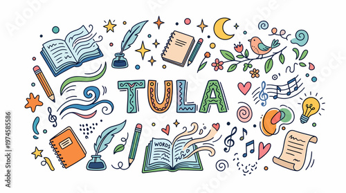Tula Creative Doodle Art: Books, Music, Writing, and Stars