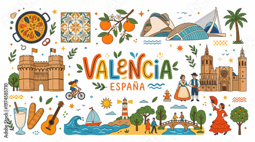 Valencia Spain Travel Collage: Landmarks, Food, Culture