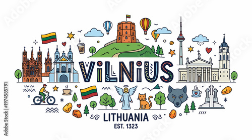 Vilnius, Lithuania Travel Collage - Landmarks, Culture, Icons