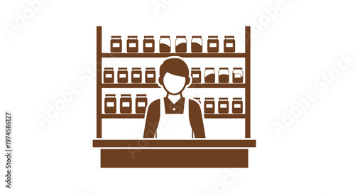 Shop Assistant Wearing Face Mask.