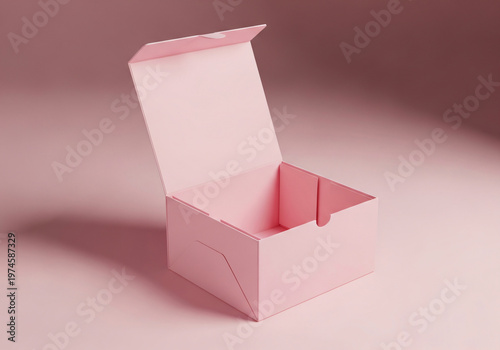 blank pink Flip Top Cake Box Open Packaging Mockup