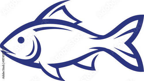 A clean and modern blue fish line art illustration, ideal for seafood branding, fishing logos, and aquatic-themed designs.