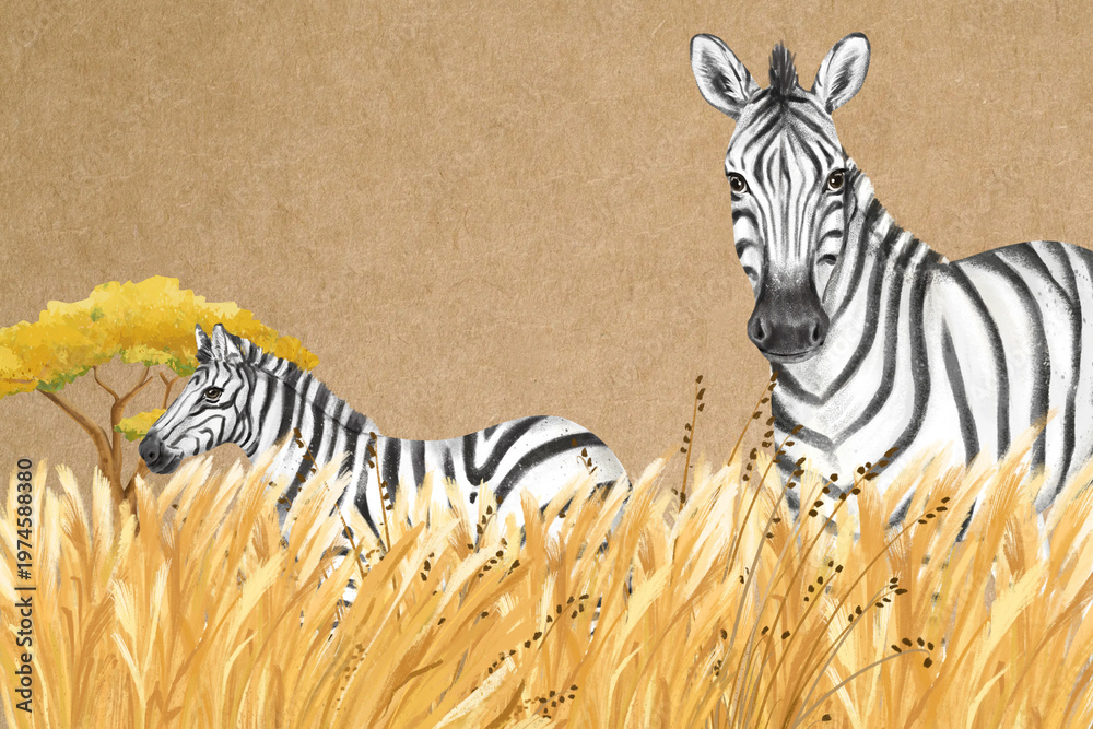 Obraz premium Cute zebra background, brown design