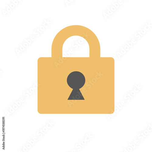 シンプルセキュリティアイコンシリーズ – 閉じた鍵アイコン フラットゴールド