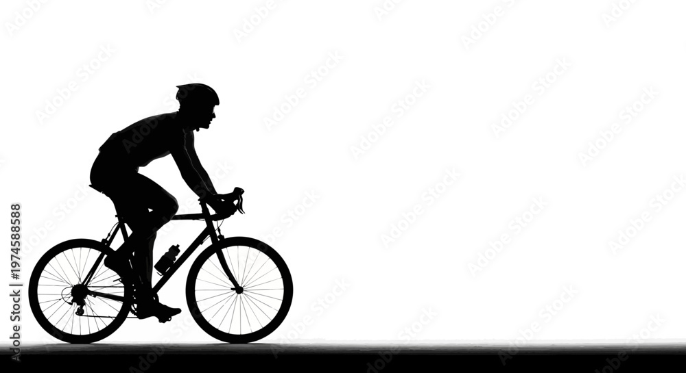 Naklejka premium Silhouette of a cyclist in motion against a white background