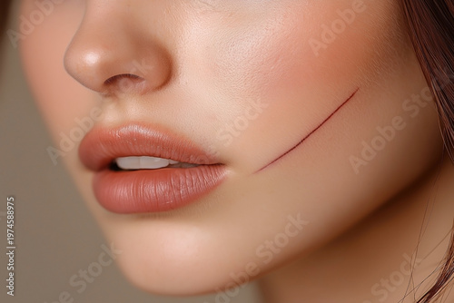 a Young Woman with a Linear Facial Scar on Her Cheek