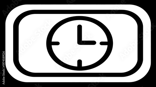 Minimalist clock icon showing time, schedule, and deadline. Simple line art illustration for timing, urgency, and planning concepts.