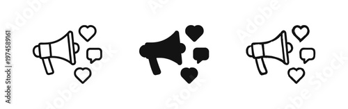 Social media marketing and engagement icon set. Viral content and audience interaction symbols.