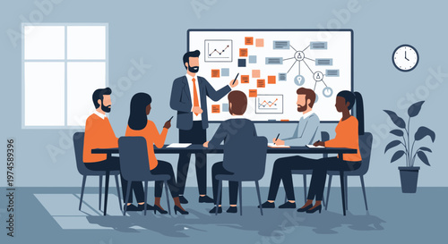 Manager Leading Session Planning and Workshop Vector Illustration