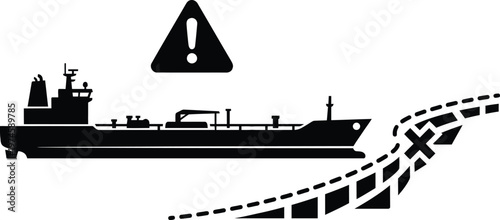 Geopolitical crisis vector of oil ship stopped at Hormuz strait