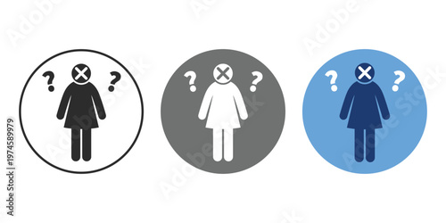 Line icon representing woman emotional stress, anxiety, and mental health problems. Symbol of psychological pressure, mood disorders, and emotional imbalance, suitable for healthcare, therapy, and wel