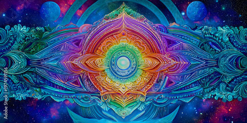 Where Light Blooms in Cosmic Color, ai generated.