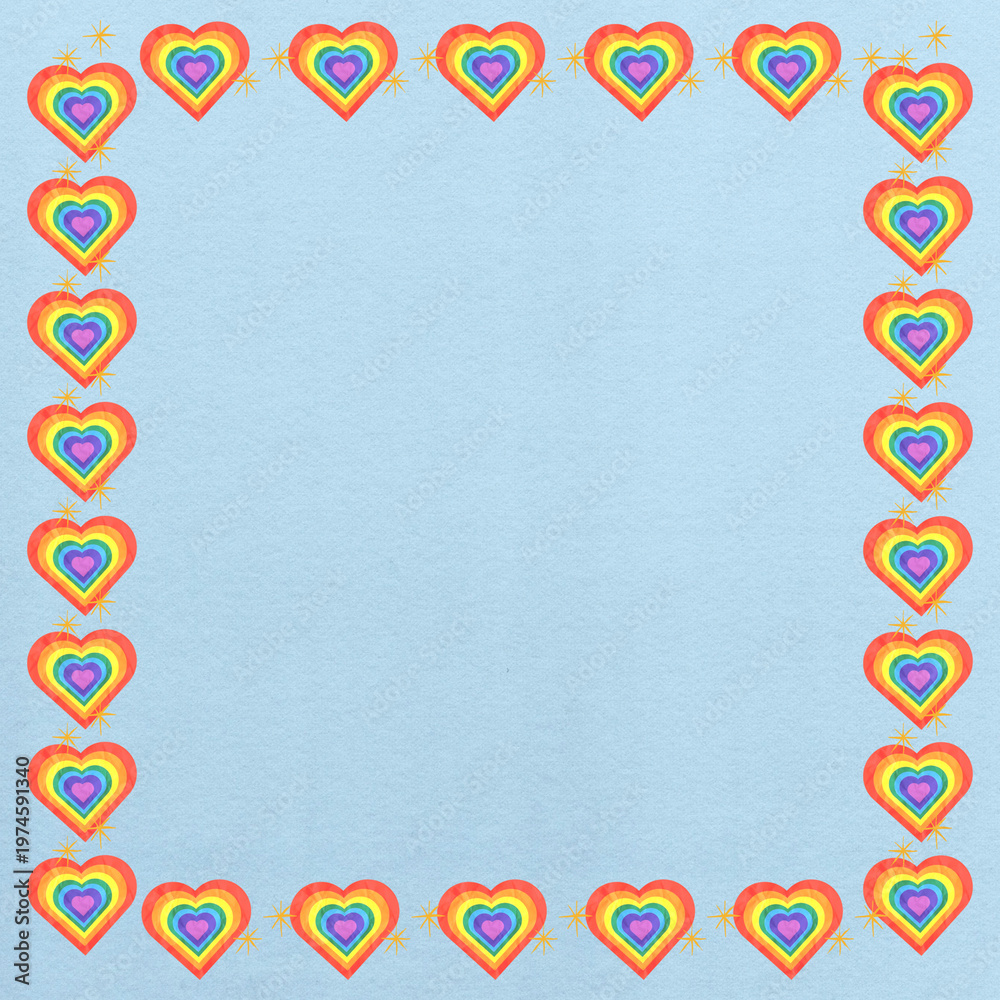 Obraz premium Rainbow heart frame background, LGBTQ community