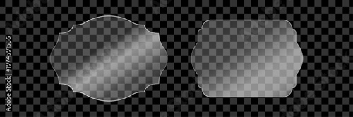 Glass plate set isolated on transparent background realistic dining serving dishes