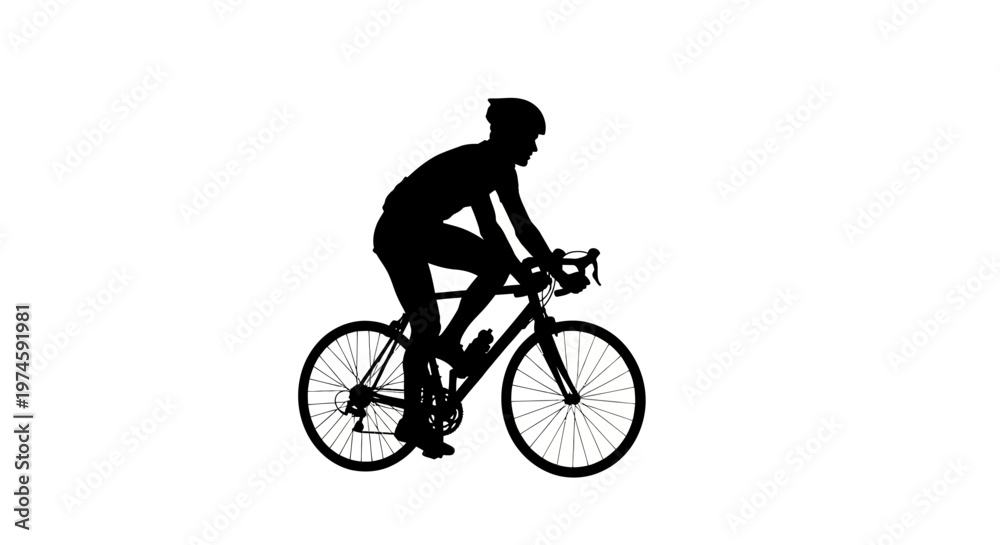 Obraz premium Silhouette of a Cyclist Riding a Bicycle on a White Background