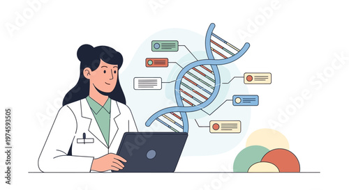 Female Scientist Working on Laptop Computer.