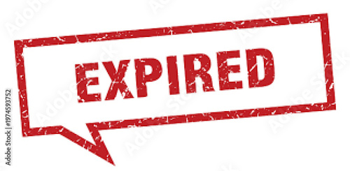 Expired stamp label with red grunge texture on white background for business concept