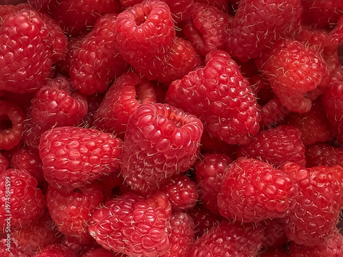 Macro texture of fresh raspberries. 