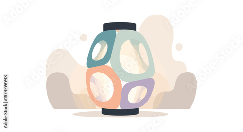 Colorful Vase with Teardrop Shapes Design.