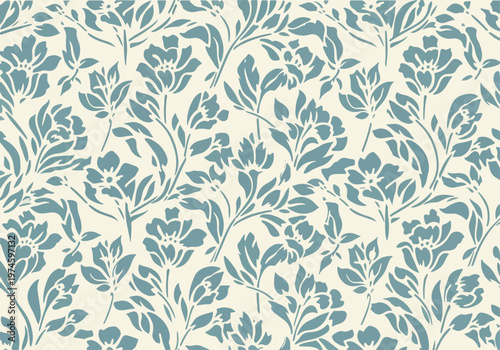 Decorative textile design with repeating floral motifs in balanced and harmonious composition